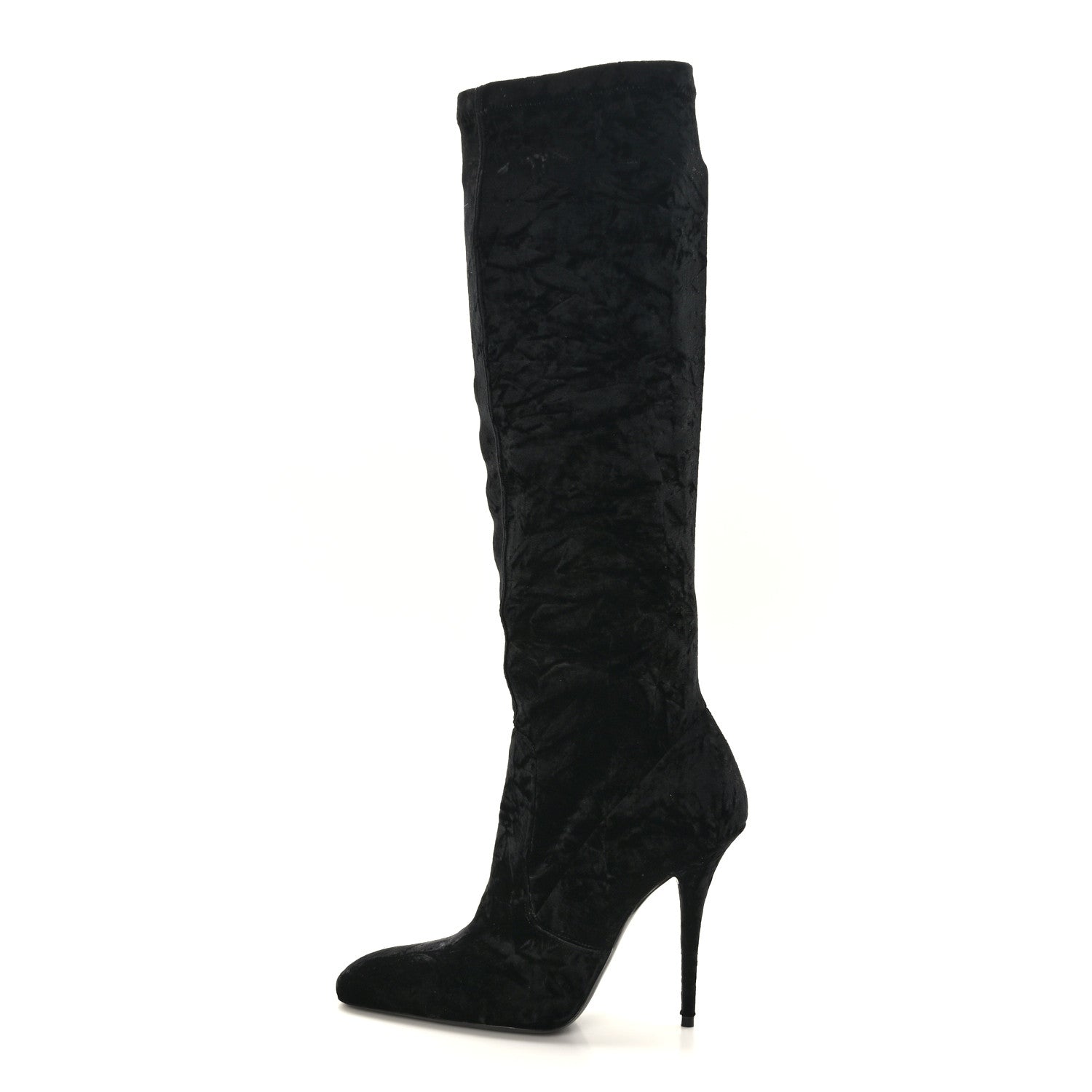 Saint Laurent Velvet Ella 110 Knee High Boots 39 Black 1 of 7