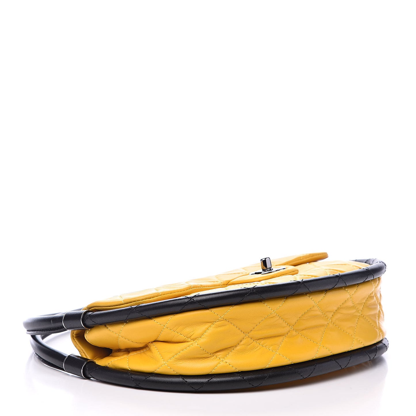 Quilted Lambskin Small Hula Hoop Flap Yellow