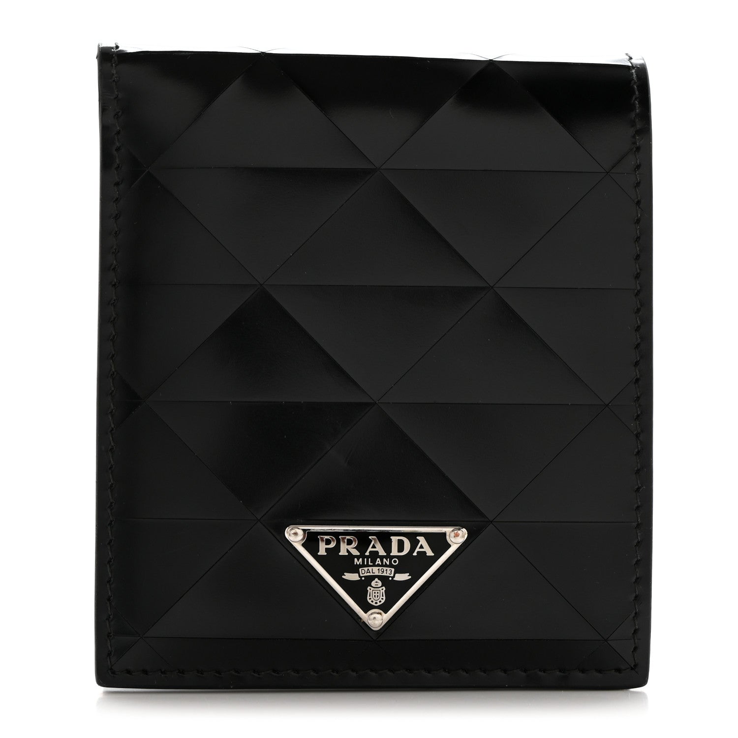Prada Spazzolato Triangle Patterned Wallet Black 1 of 7