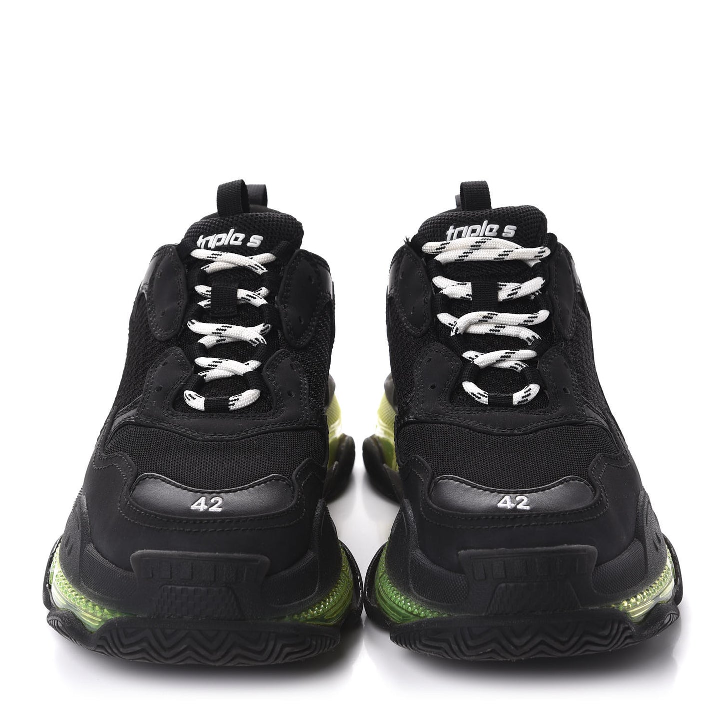 Fabric Mesh Clear Sole Mens Triple S Sneakers 42 Black Yellow Fluo