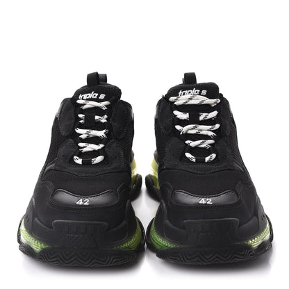 Balenciaga Fabric Mesh Clear Sole Mens Triple S Sneakers 42 Black Yellow Fluo 2 of 8