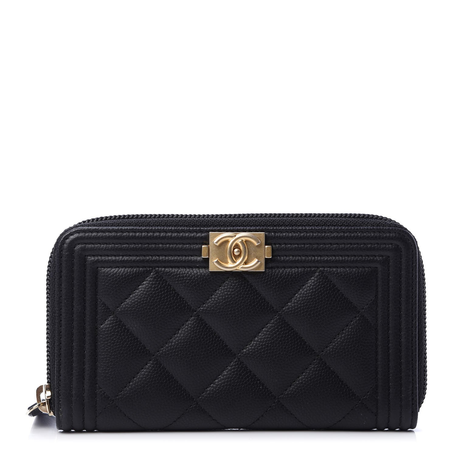 Chanel Caviar Quilted Small Boy Zip Around Wallet Black 1 of 9