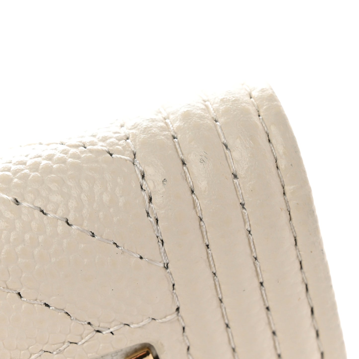 Caviar Chevron Quilted Boy Compact Wallet White