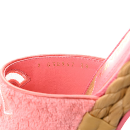 Chanel Terry Cloth Raffia CC Logo Thong Sandals 38 Pink 8 of 9