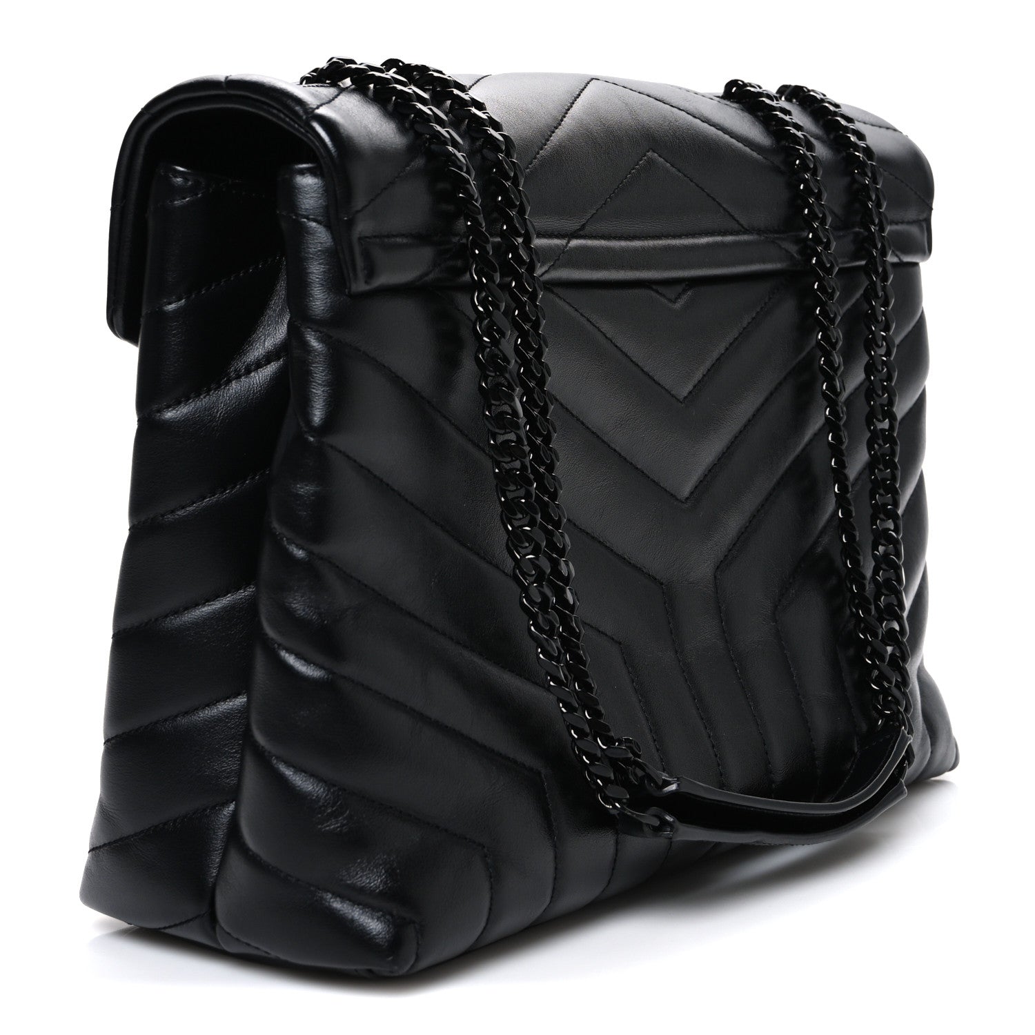 Saint Laurent Calfskin Y Quilted Monogram Monochrome Medium Loulou Chain Satchel Black Black 3 of 10