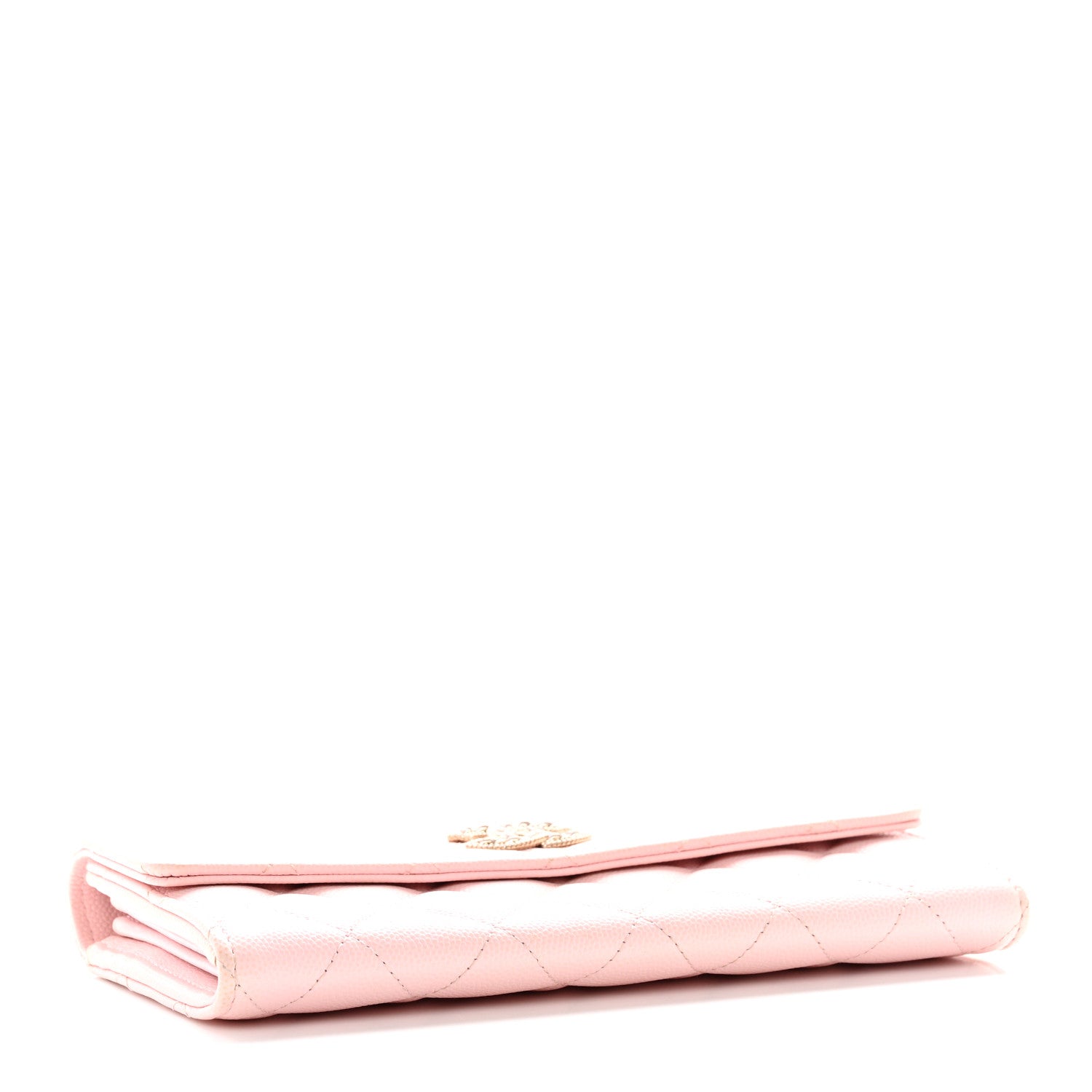 Chanel Caviar Quilted Crystal CC Large Gusset Flap Wallet Pink 4 of 17