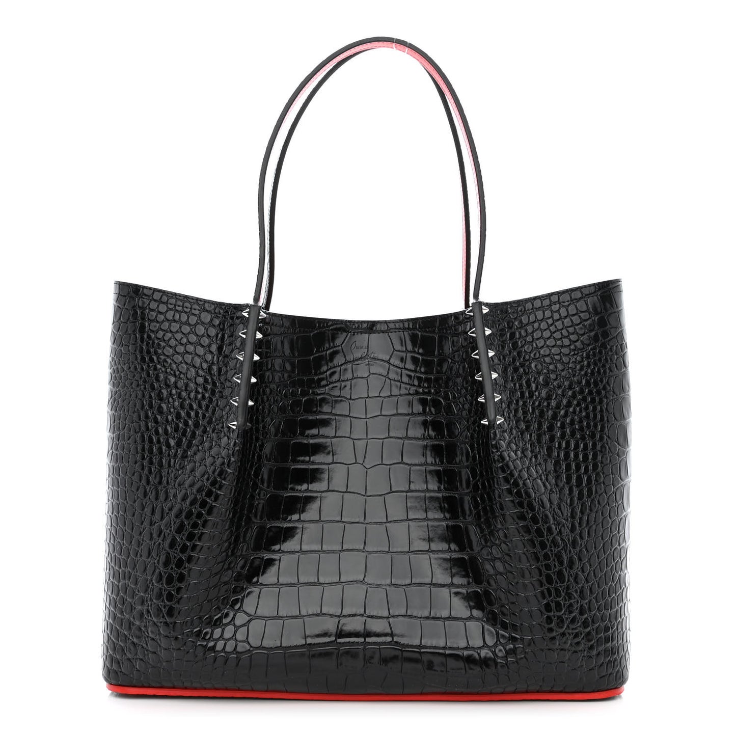 Calfskin Crocodile Embossed Spikes Large Cabarock Black