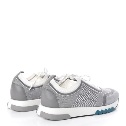 Hermes Knit Goatskin Mens Addict Sneakers 43 Blanc Gris 4 of 7
