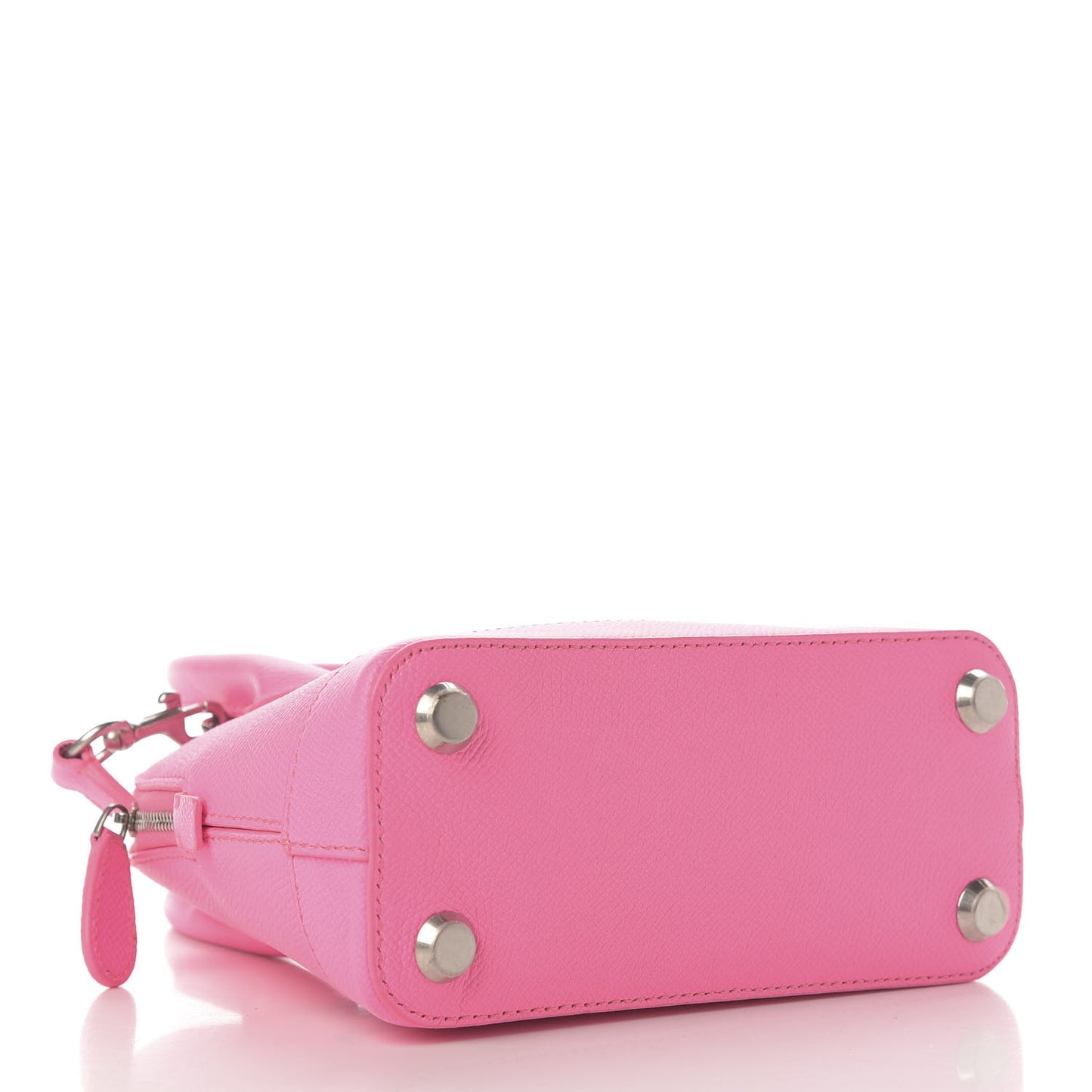 Signature Grained Calfskin Logo XXS Ville Top Handle Bag Acid Pink Black