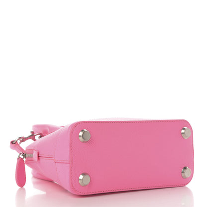 Balenciaga Signature Grained Calfskin Logo XXS Ville Top Handle Bag Acid Pink Black 4 of 9