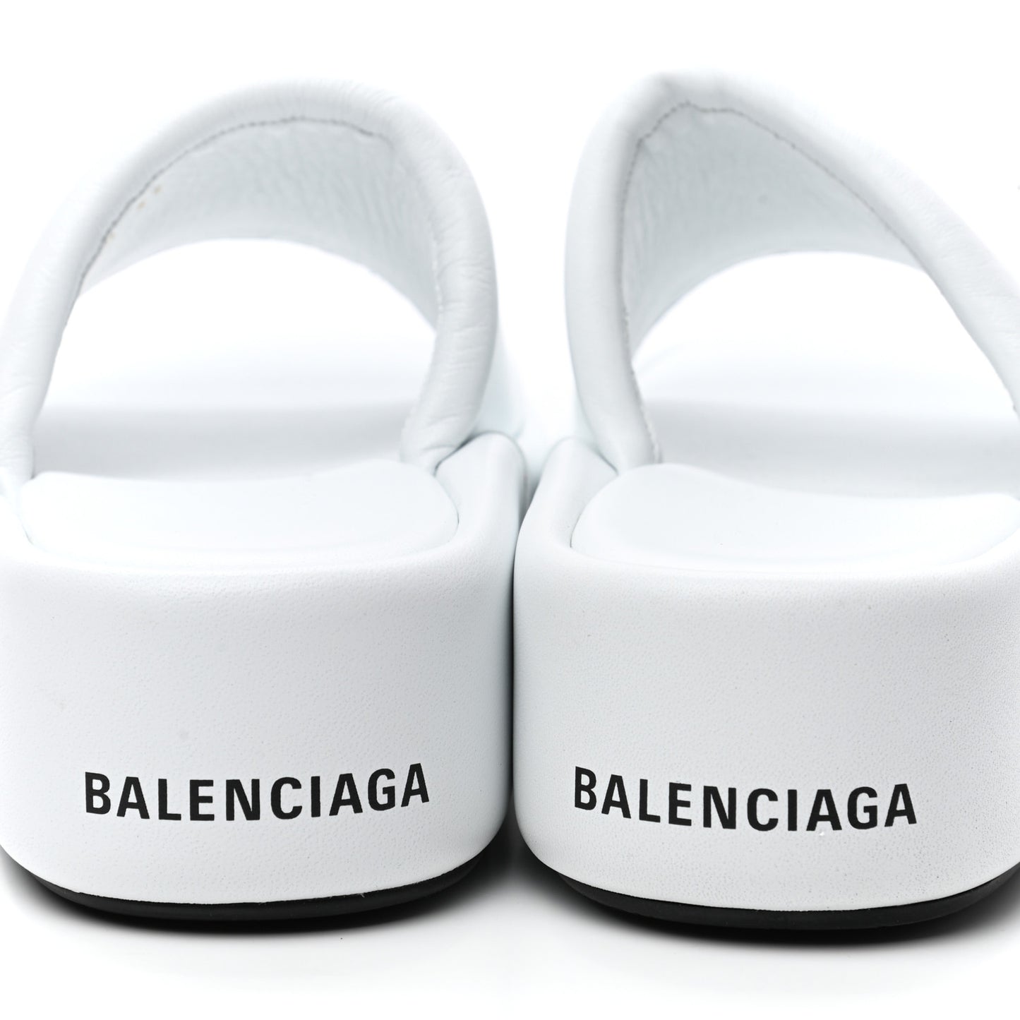 Smooth Nappa Logo Rise Platform Sandals 37 White Black