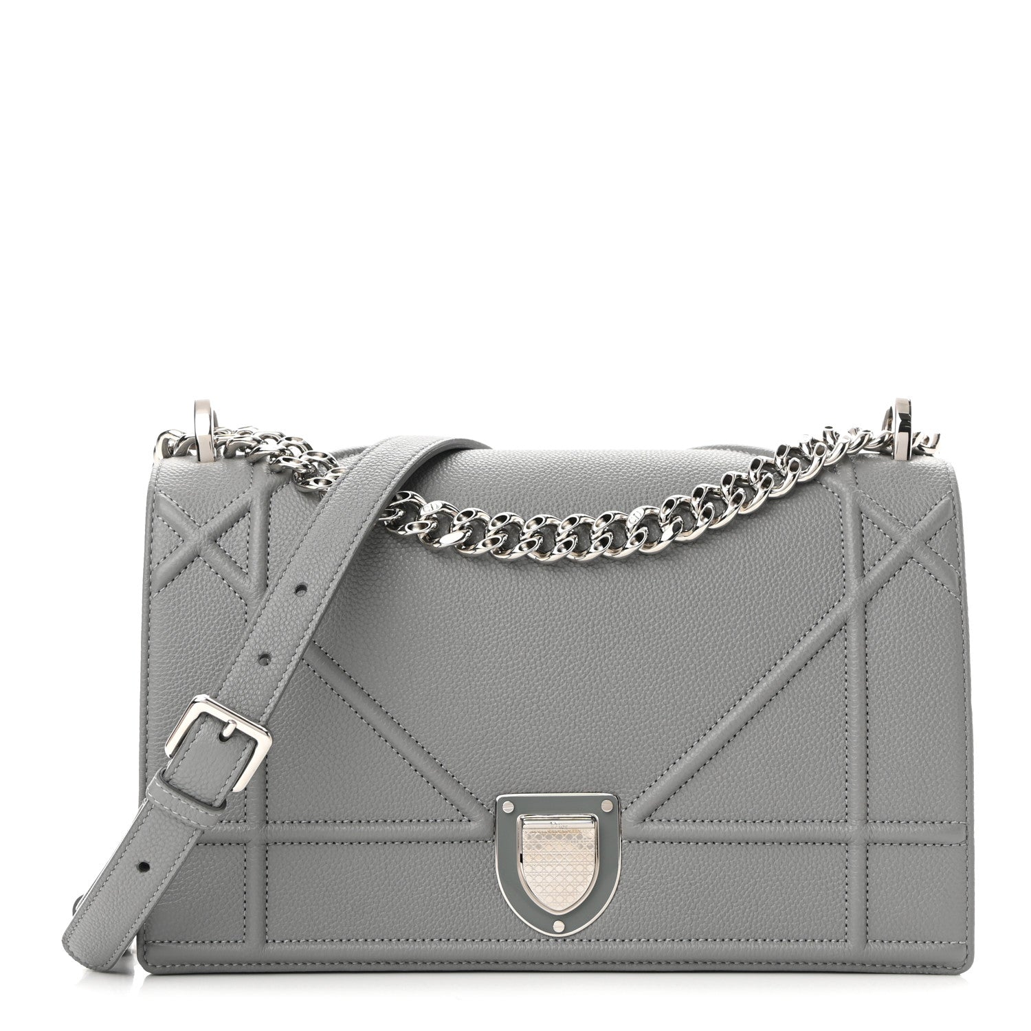 Christian Dior Grained Calfskin Medium Diorama Flap Bag Gris 1 of 11