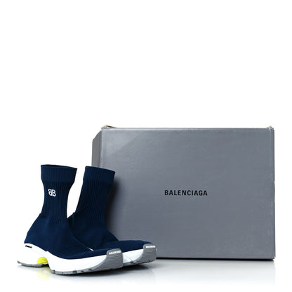 Balenciaga Technical Ribbed 3D Recycled Knit Tri-Color Womens Speed 3.0 Sneakers 38 Navy White Grey Fluo Yellow 7 of 7