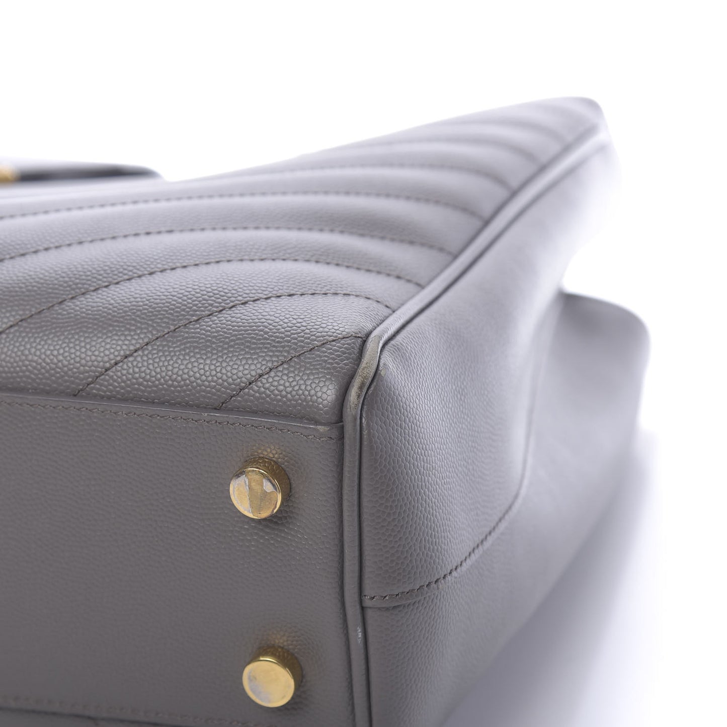 Grain De Poudre Matelasse Chevron Monogram Shopping Bag Fog