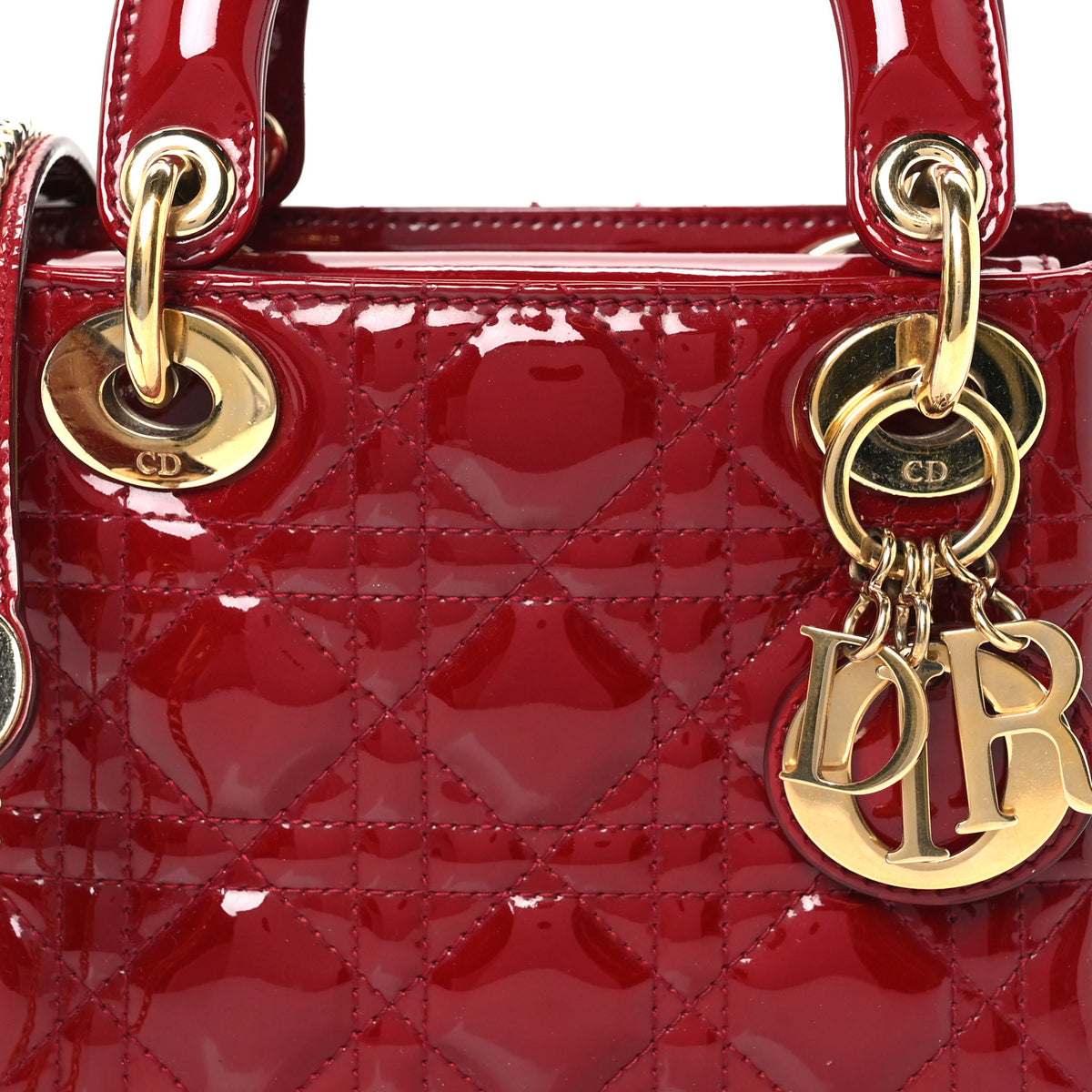 Patent Cannage Mini Lady Dior Red