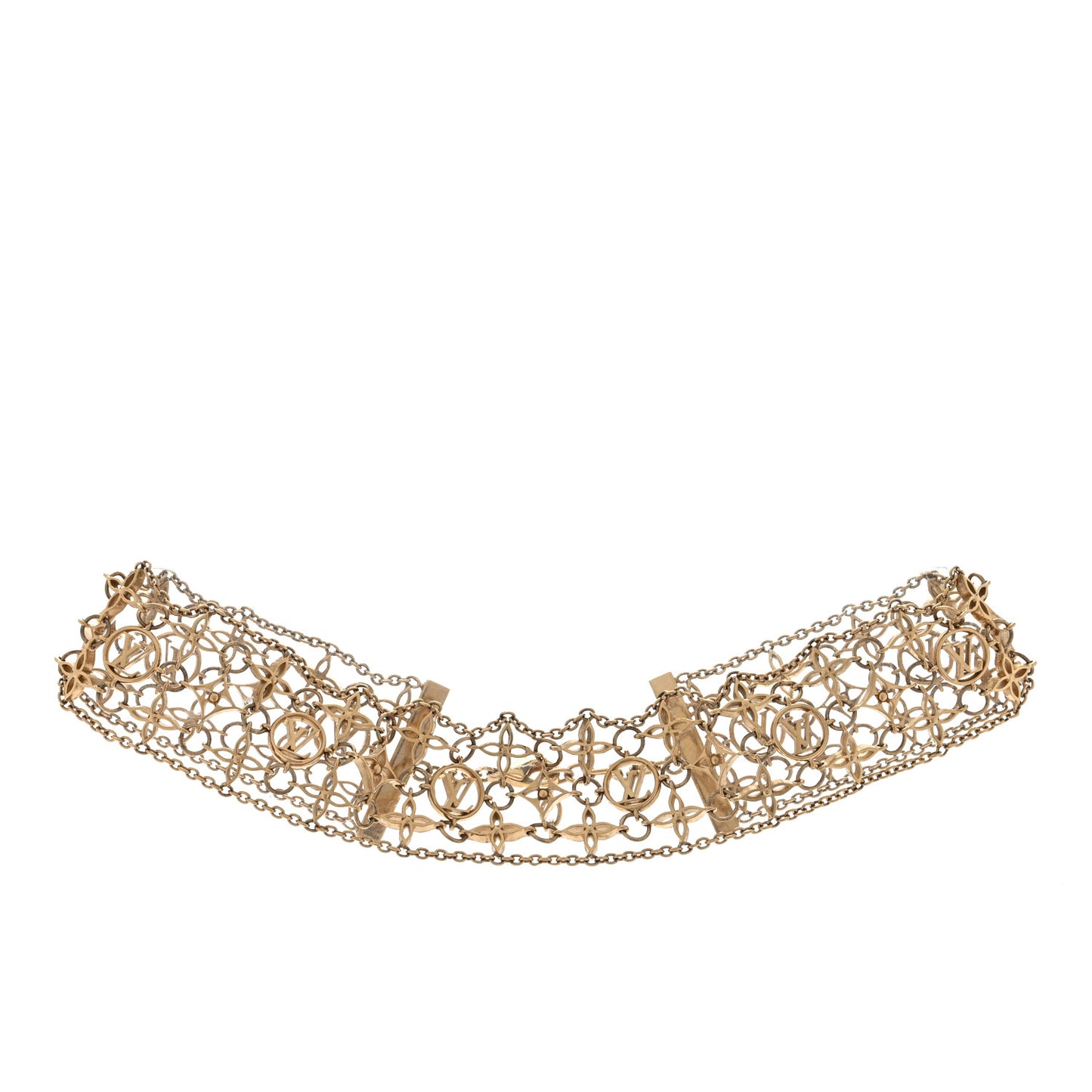 LOUIS VUITTON Filigram Choker Necklace Gold