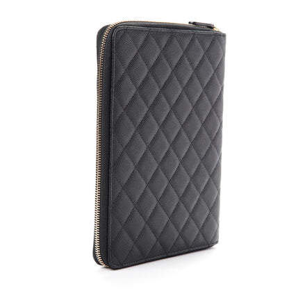 Chanel Caviar Quilted Zip Around Notebook Agenda Cover Black 3 of 10