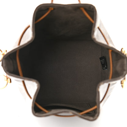 Fendi Glazed Fabric Vitello Grace F is Fendi FF 1974 Stamp Patch Grande Mon Tresor Bucket Bag Mogano Panna Nocciola 5 of 10