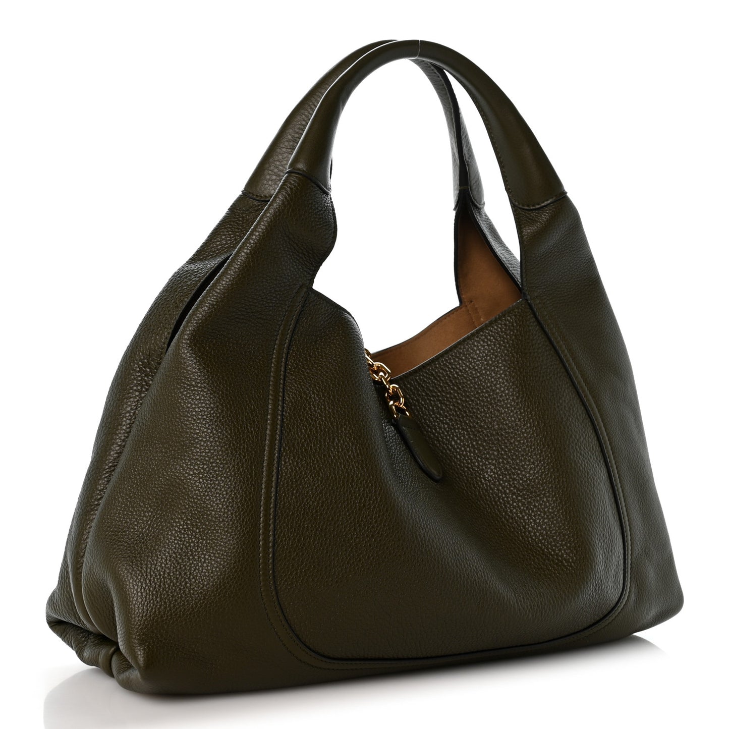 Grained Calfskin Softbit Maxi Shoulder Bag Forest Green