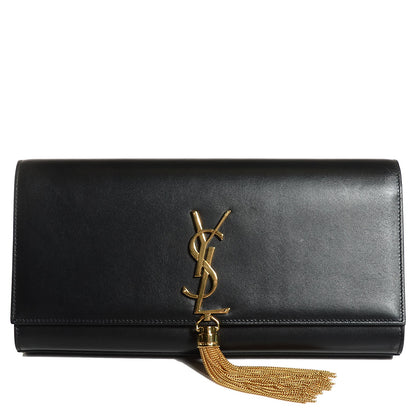 Saint Laurent Calfskin Classic Monogram Tassel Clutch Black 1 of 9
