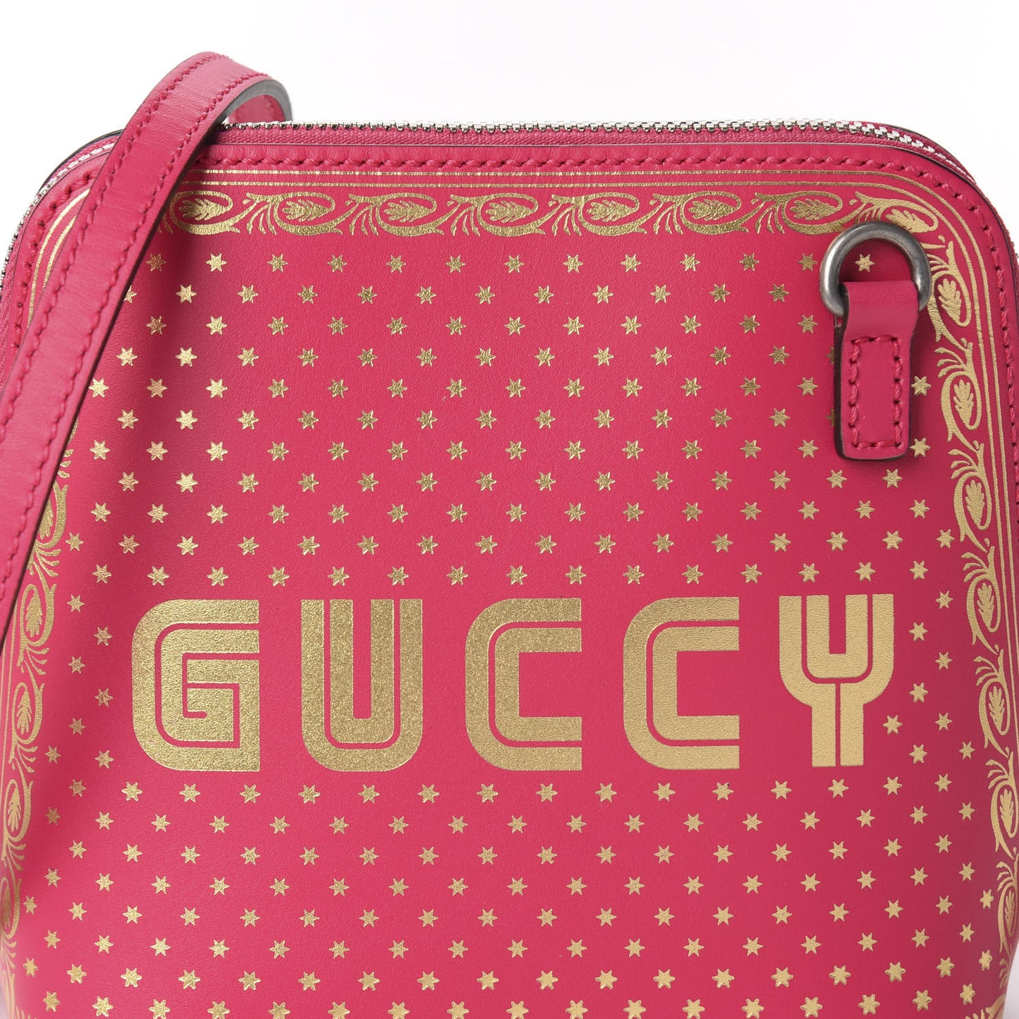 X SEGA Calfskin GUCCY Stars Mini Dome Shoulder Bag Violet Fuxia Gold