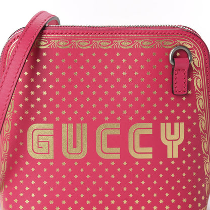 Gucci X SEGA Calfskin GUCCY Stars Mini Dome Shoulder Bag Violet Fuxia Gold 9 of 9