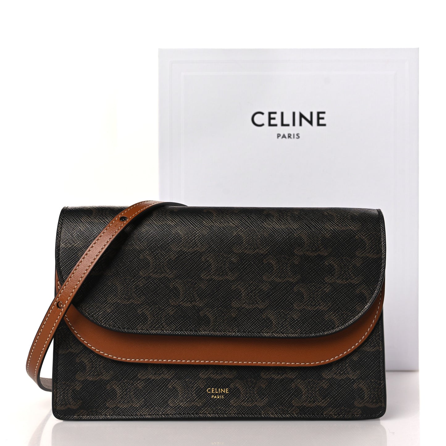 Triomphe Canvas Lambskin Wallet On Strap Tan