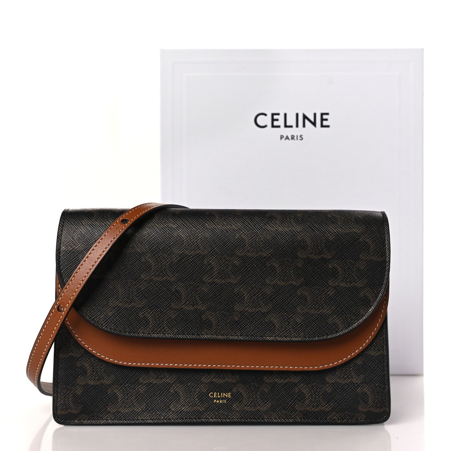 Celine Triomphe Canvas Lambskin Wallet On Strap Tan 11 of 11