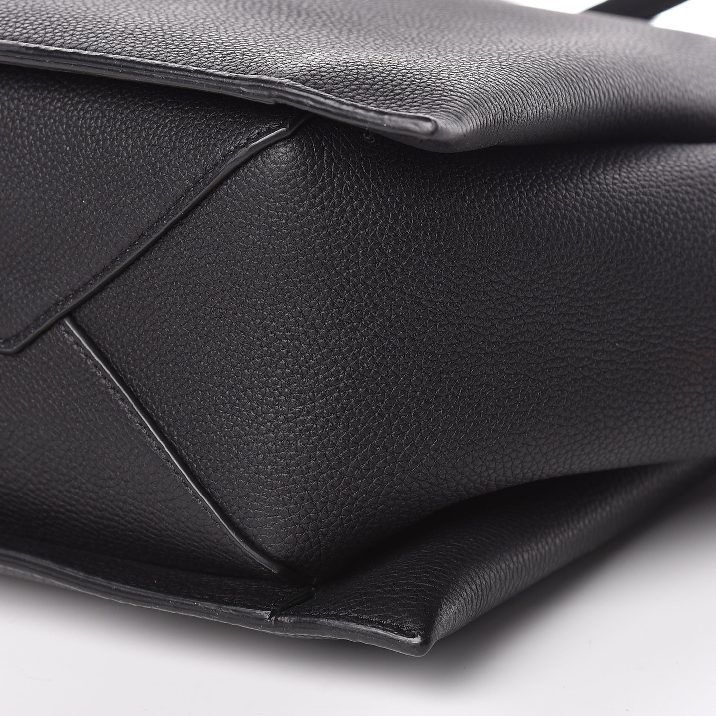 Baby Grained Calfskin Medium Tri-Fold Bag Black