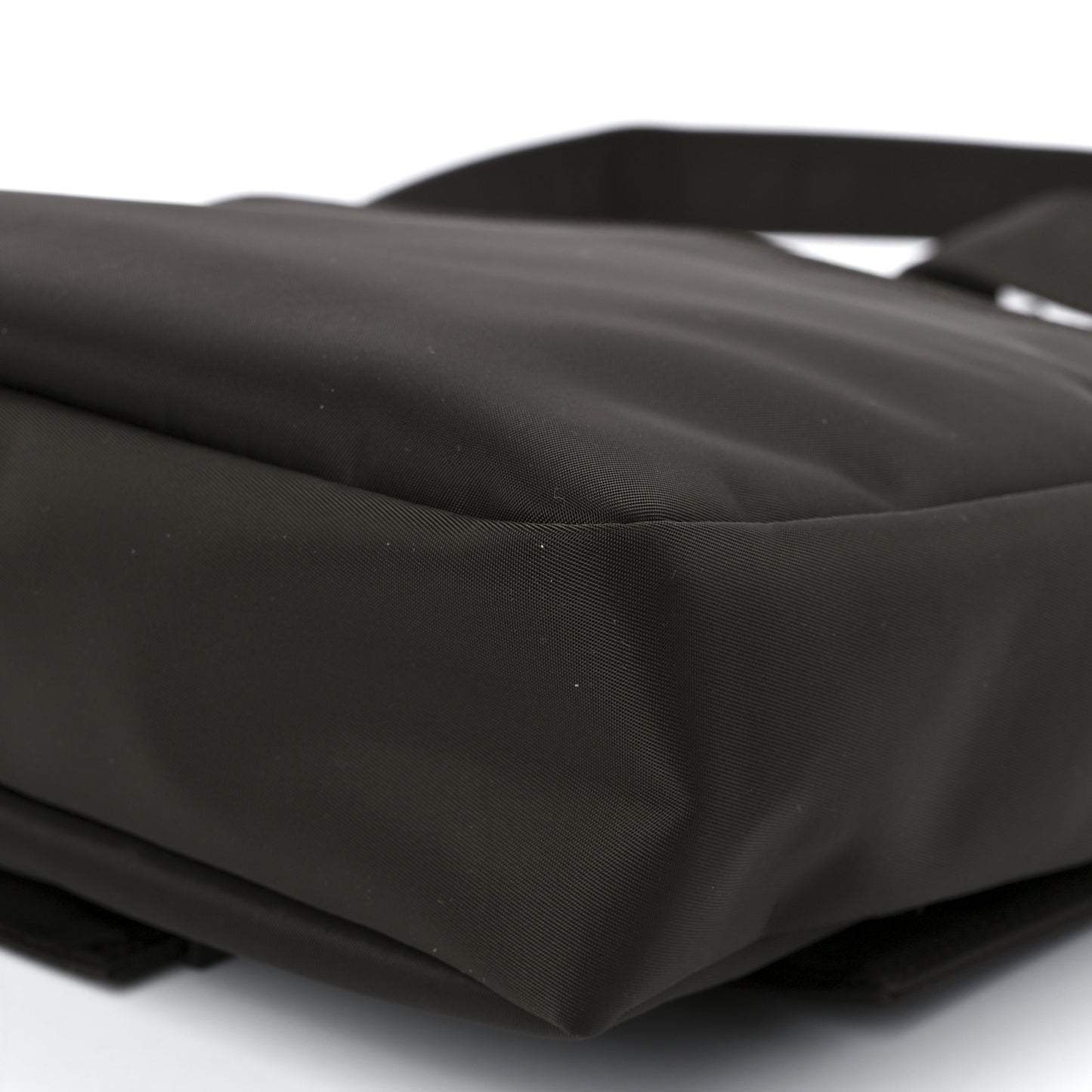 Econyl Nylon Cuoio Romano Monochrome Medium Baguette Messenger Bag Ebano