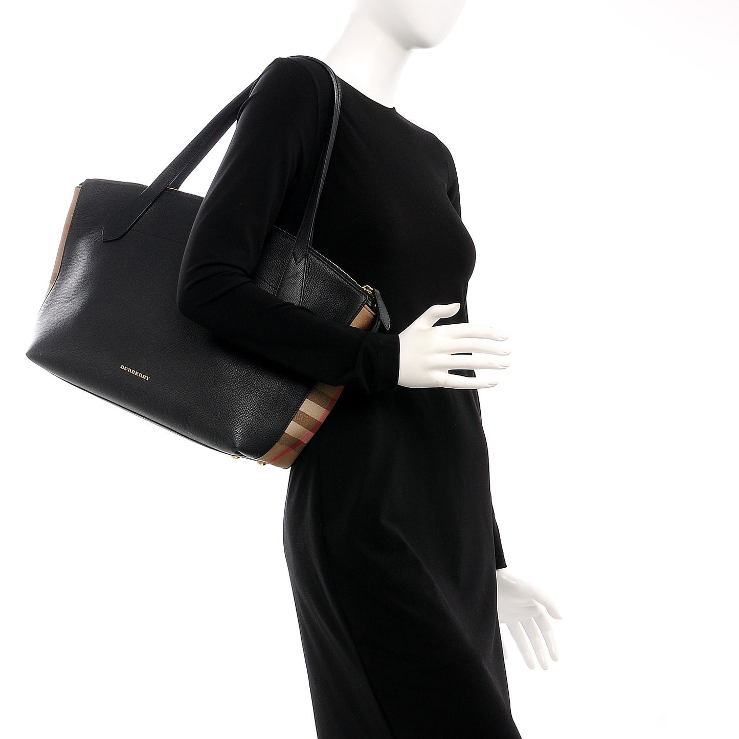 Derby Calfskin House Check Medium Welburn Tote Black