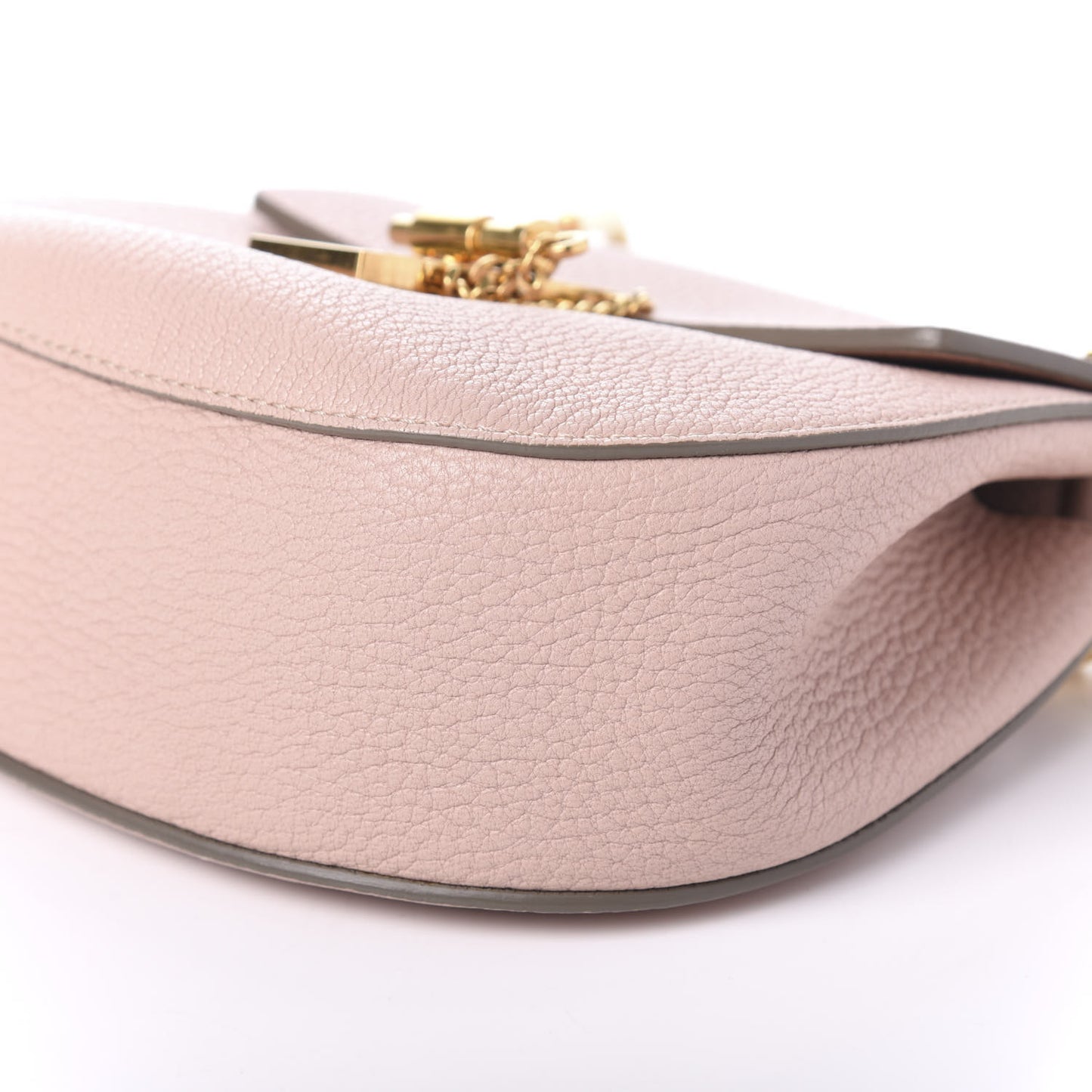 Grained Lambskin Mini Drew Shoulder Bag Cement Pink