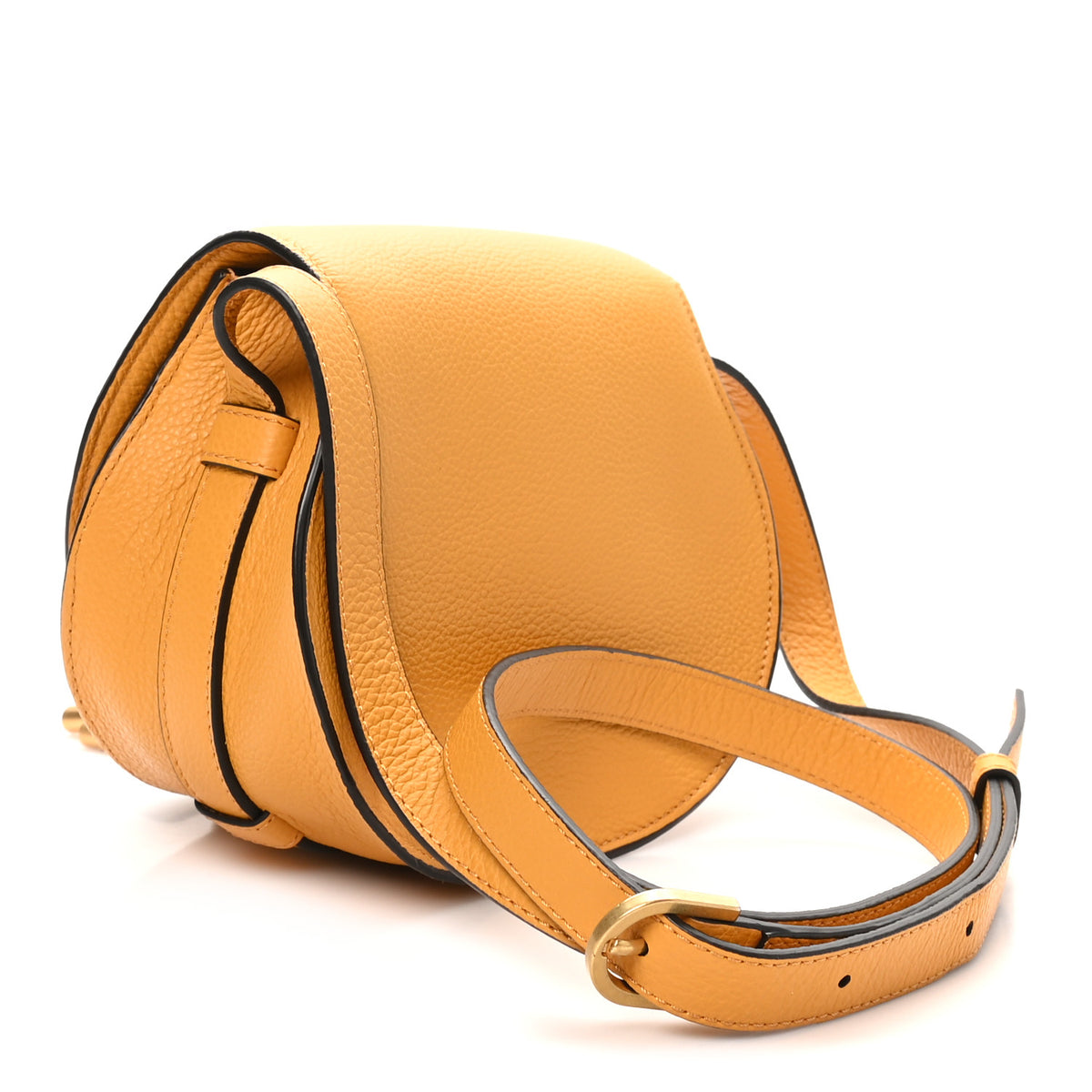 Grained Calfskin Small Marcie Saddle Bag Sunflower