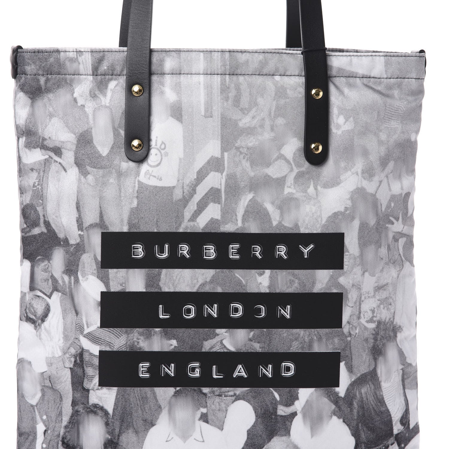 Burberry Nylon London Montage Print Flat Tote Bag Black 7 of 9