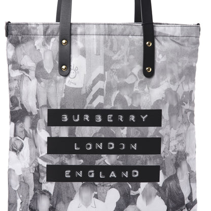 Burberry Nylon London Montage Print Flat Tote Bag Black 7 of 9