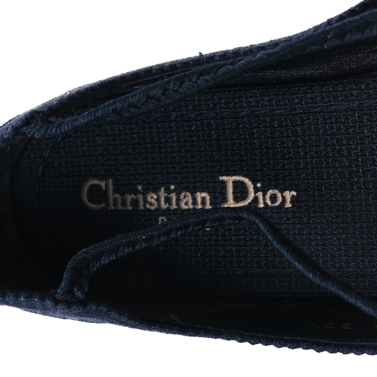 Christian Dior Velvet Oblique Poeme Laced Ballerina Flats 37.5 Deep Blue 9 of 9