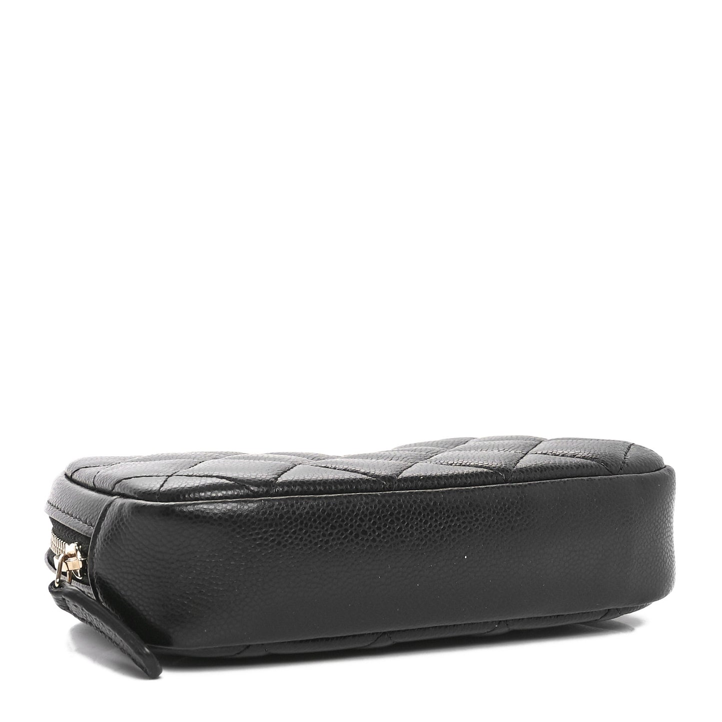 Caviar Quilted Small Curvy Pouch Cosmetic Case Black
