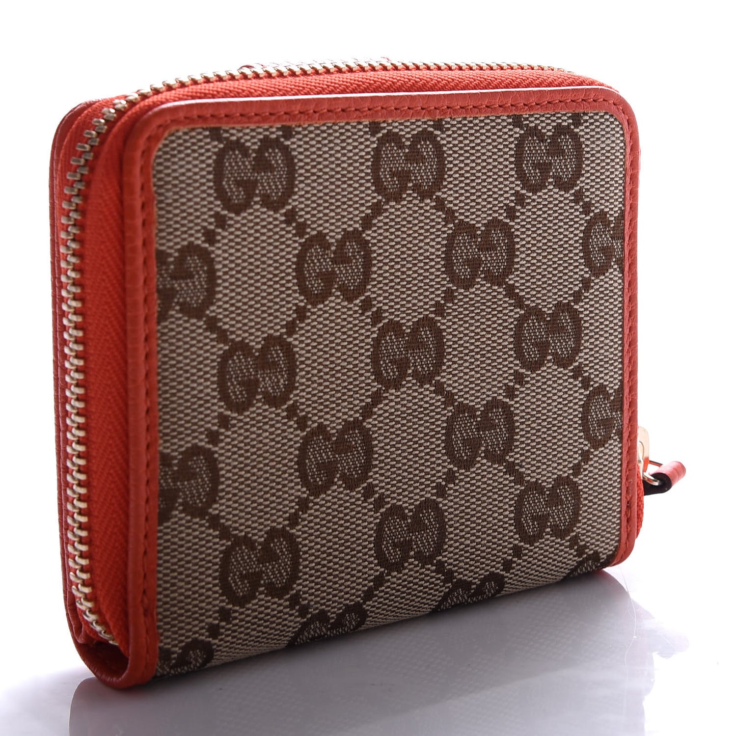 Monogram Dollar Calfskin Zip Around French Flap Wallet Beige Ebony Sun Orange