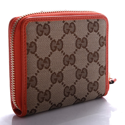 Gucci Monogram Dollar Calfskin Zip Around French Flap Wallet Beige Ebony Sun Orange 3 of 15