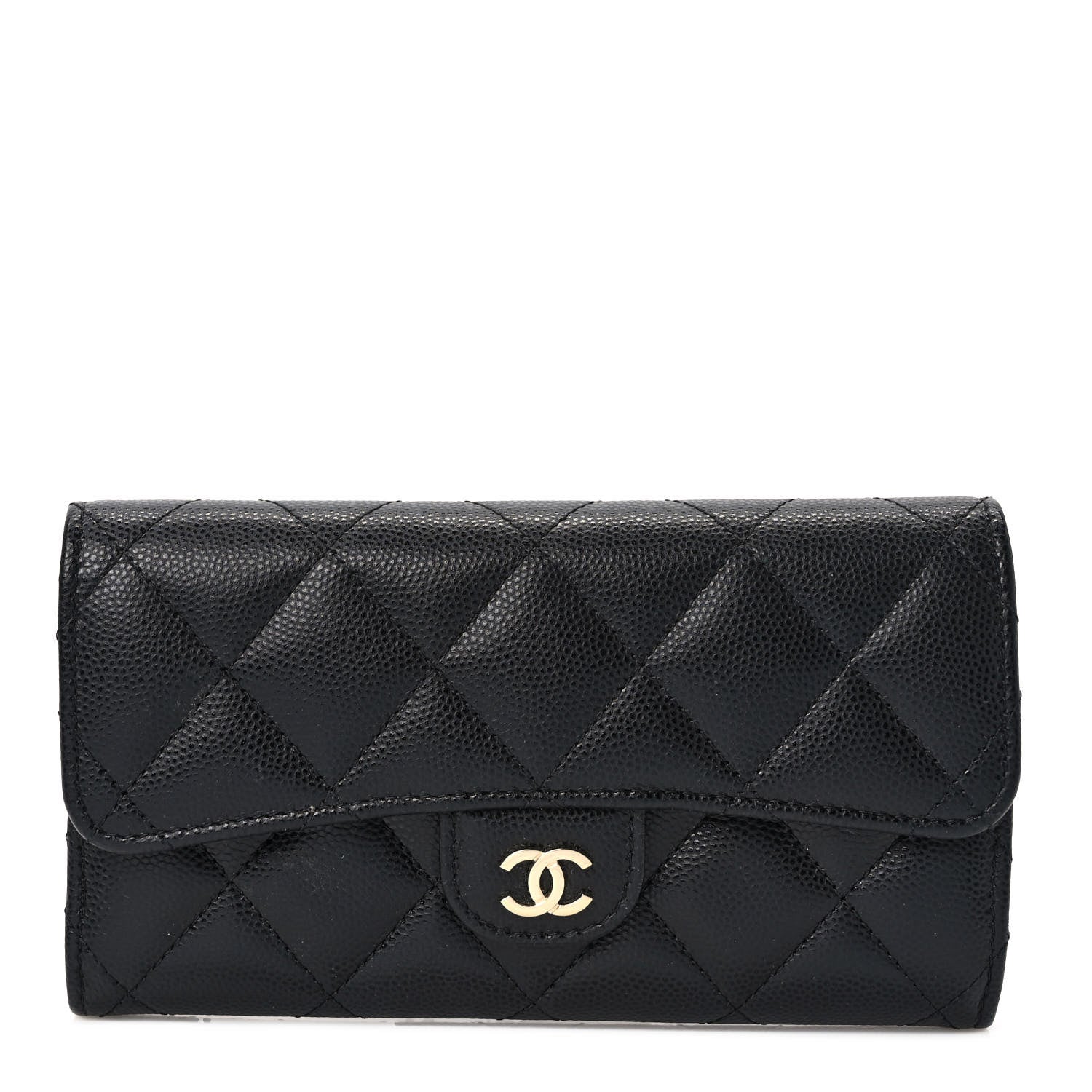 Chanel Caviar Quilted Medium Gusset Flap Wallet Black 1 of 8