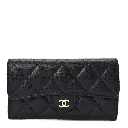 Chanel Caviar Quilted Medium Gusset Flap Wallet Black 1 of 8
