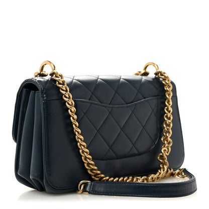 Chanel Glazed Calfskin Quilted Small Straight Lined Flap Blue 3 of 14
