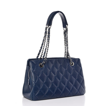 Chanel Caviar Quilted Timeless CC Tote Dark Navy Blue 3 of 8