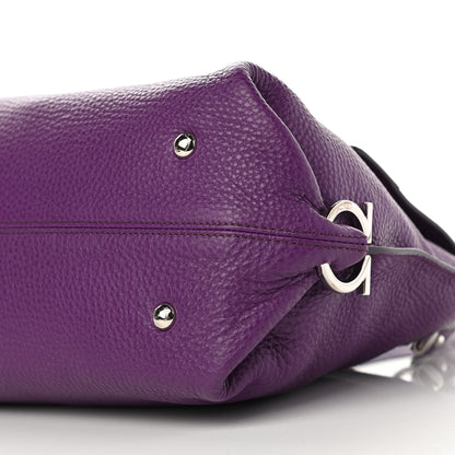 Salvatore Ferragamo Grained Calfskin Sofia Satchel Purple 10 of 10