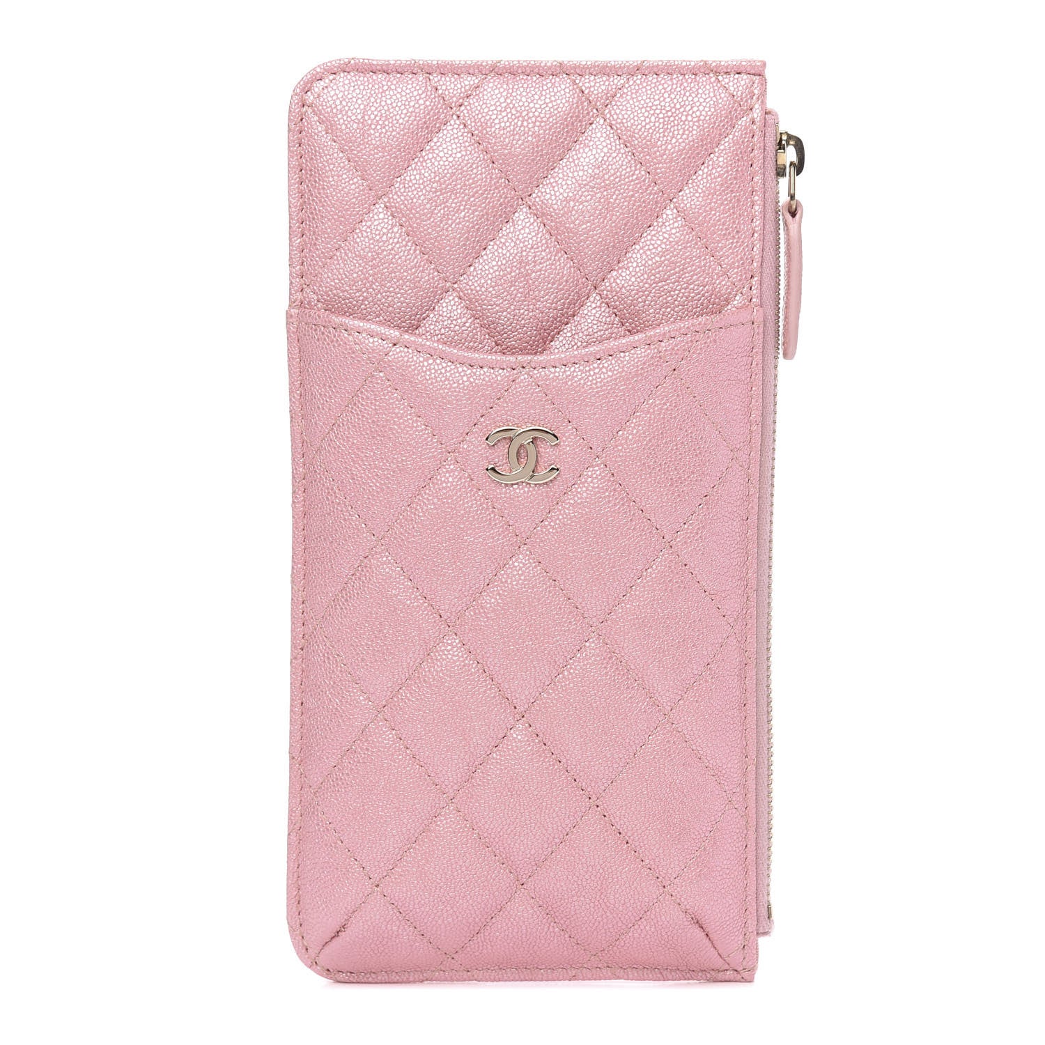 Chanel Iridescent Caviar Quilted Classic Flat Wallet Pouch Pink 1 of 8