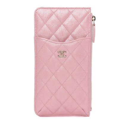 Chanel Iridescent Caviar Quilted Classic Flat Wallet Pouch Pink 1 of 8