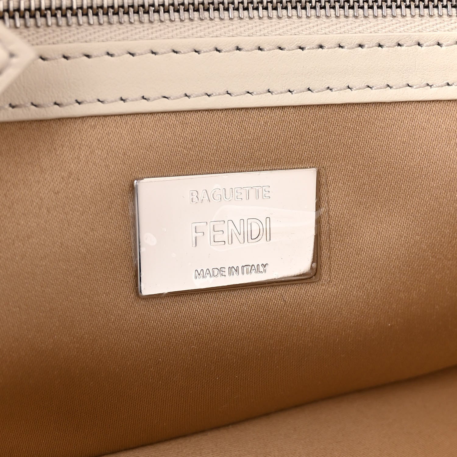 Fendi Seta Logo Rosa Scarf Baguette Beige Amido White 6 of 9