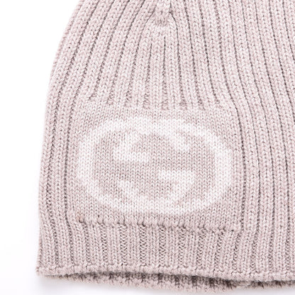 Gucci Wool Tricot Interlocking G Sirio Beanie Hat Grey 3 of 5