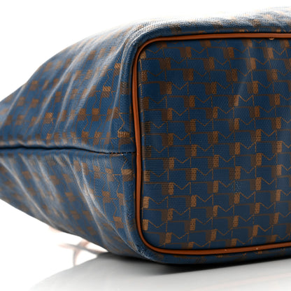 Moynat Grained Calfskin Canvas 1920 Oh! Tote Ruban Duo MM Indigo Bronze Cognac 9 of 13