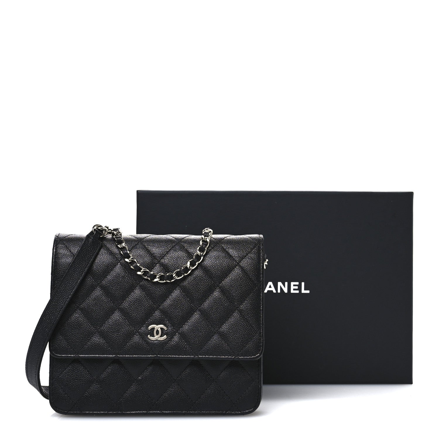 Chanel Caviar Quilted Square Wallet On Chain WOC Black 12 of 12